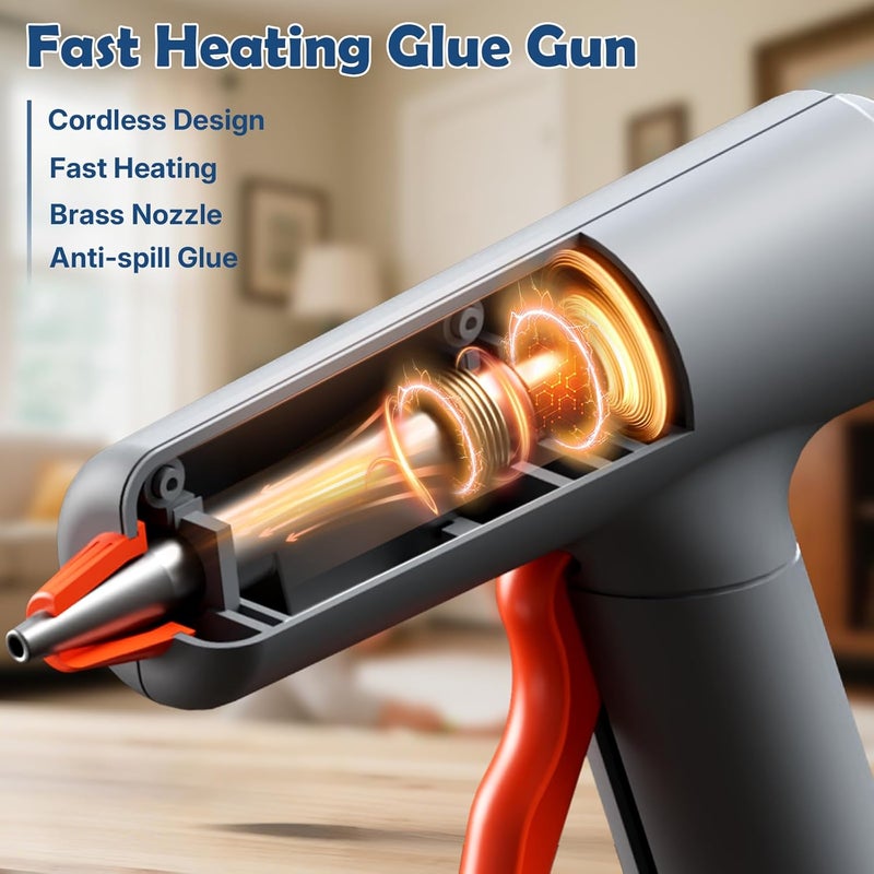 VIWKO Cordless Hot Glue Gun and 40 Sticks, Fast Preheating with Anti-Drip Nozzle, 3Ah Built-in Battery, USB-C Rechargeable Cordless Glue Gun for Kids Classroom DIY Arts Crafts Home Repairs (7mm) - Image 5